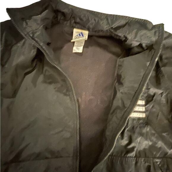 VTG Adodas black long sleeve windbreaker full zip jacket size large - Picture 3 of 14
